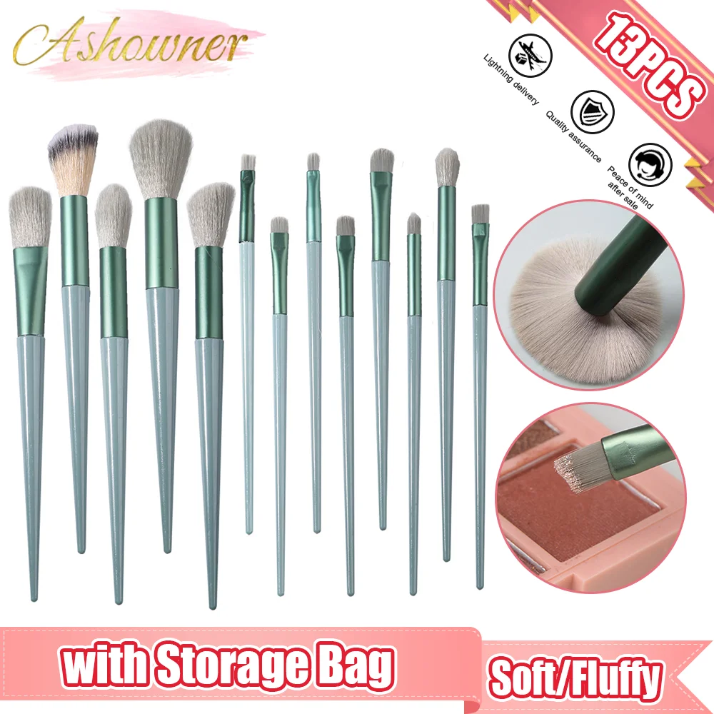 

13Pcs Makeup Brushes Set Professional Plastic Handle Soft Synthetic Hair Powder Foundation Eyeshadow Make Up Brush Cosmetics