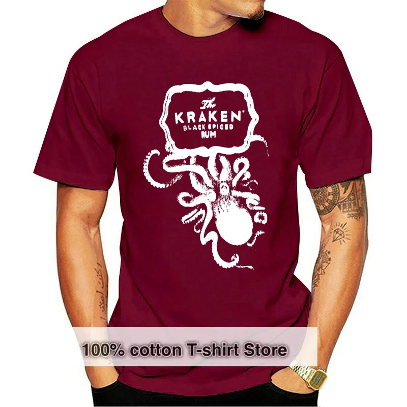T-Shirt Kraken Rum Octopus 100% Cotone T-Shirt Casual In Cotone Da Uomo