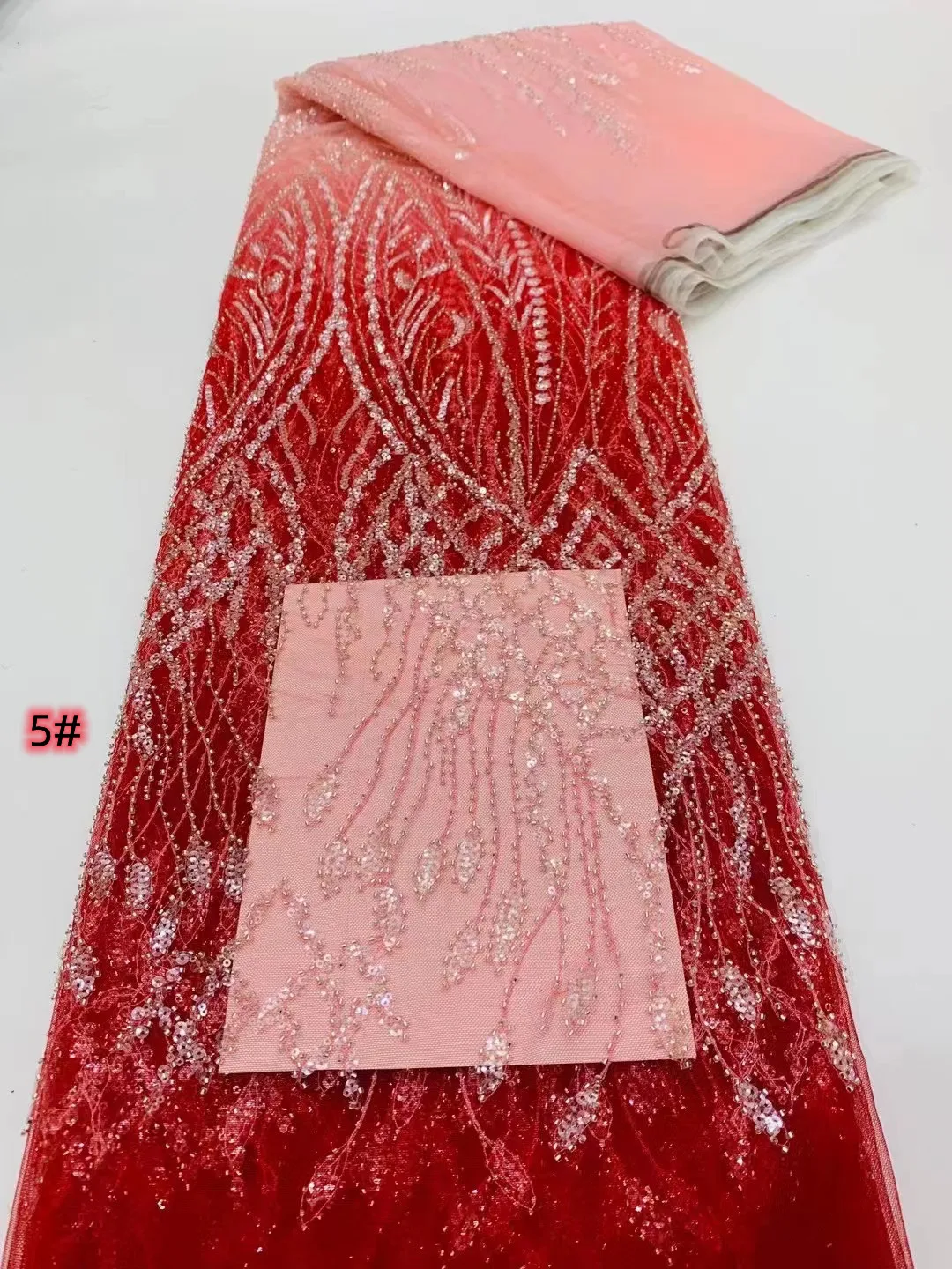 

Popular high-end gradient fashion bead embroidery exquisite bead tube sequin lace embroidery, french lace fabric, sequin embroid