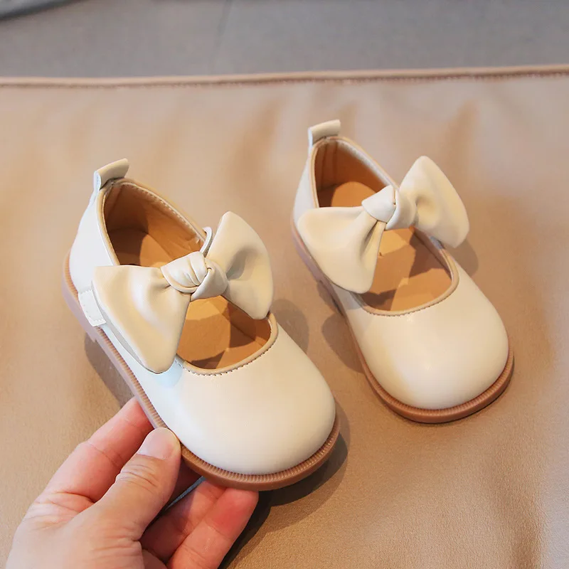 Autumn New Girls Pu Leather Shoes School Student Fashion Bowknot Princess Shoes Children Soft Non-slip Casual H296