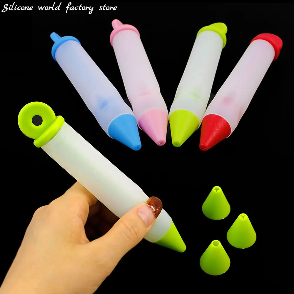 Silicone Mounted Cream Pen Set for Dessert Decoration and Baking