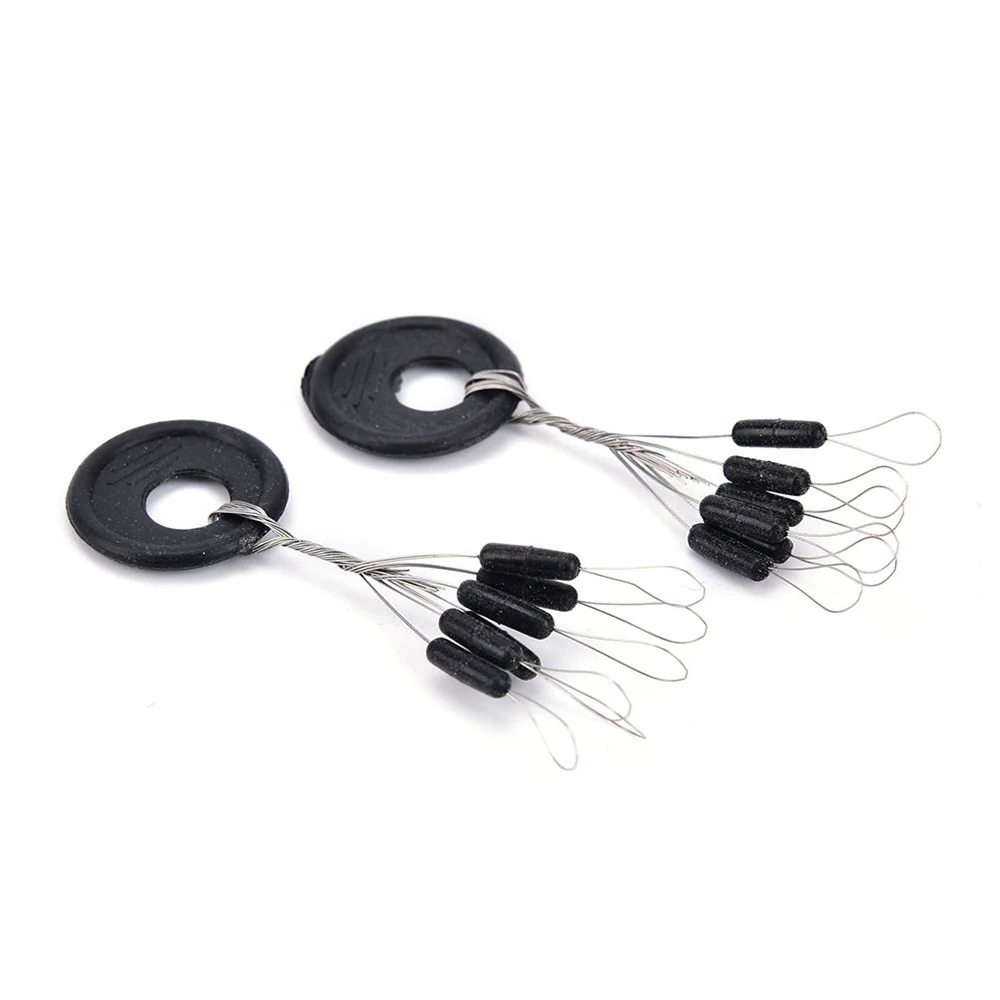 Flotteurs pêche ovale 60 pièces stoppers caoutchouc noir espace beans pour catfish et ligne