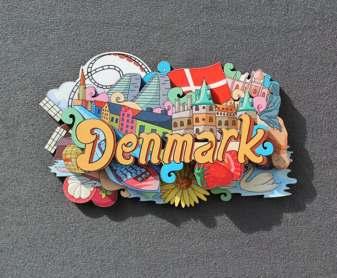 Description Picture 4 of itemWooden Refrigerator Magnet Famous Travel Souvenir United States Barcelona Russia Canada Thailand Denmark Magnetic Fridge Sticker