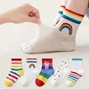 5 Pairs Children's Ankle Socks, Rainbow Design, Trendy, Cute, Lightweight for Summer, Breathable, Comfortable 1