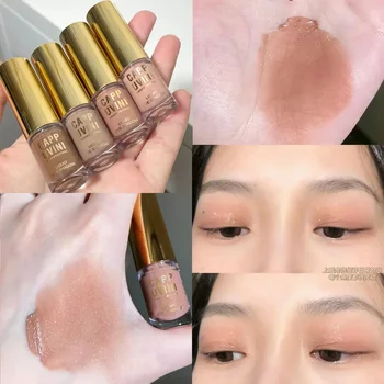 Heallor Brown Glitter Liquid Eyeshadow Stick Contour Blush Pigment Fine Shimmer Matte Natural Cheek Milk Coffee Shadow Cream Eye - Thumbnail 6