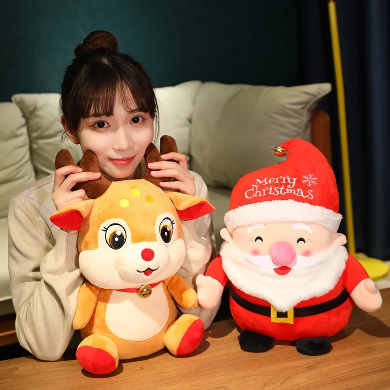 

22 см милый Санта-Клаус и Лось Плюшевые игрушки Мягкая кукла животное рождественские подарки для детей украшение для дома высокое качество 22C