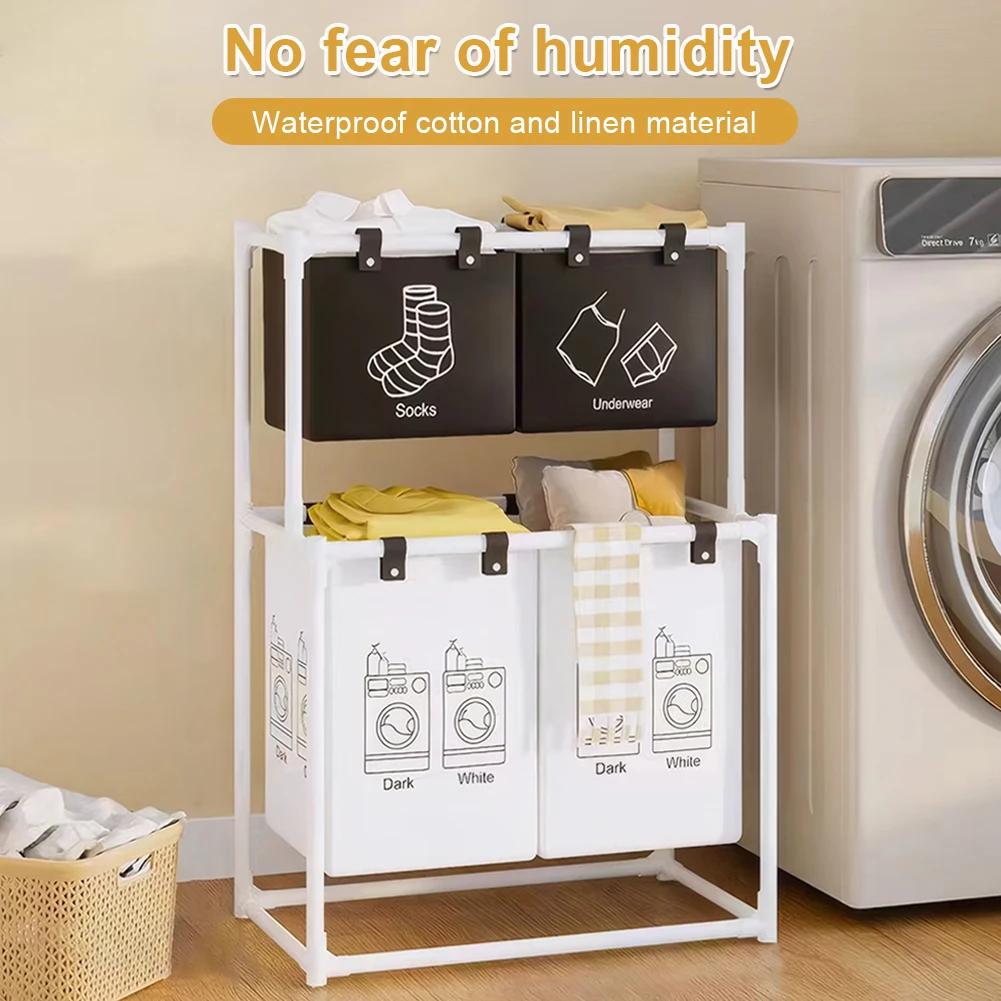 Laundry Sorter Basket Dirty Clothes Hamper Large Capacity Laundry Sorter Organizer Clothing Storage Rack for Home Dorm