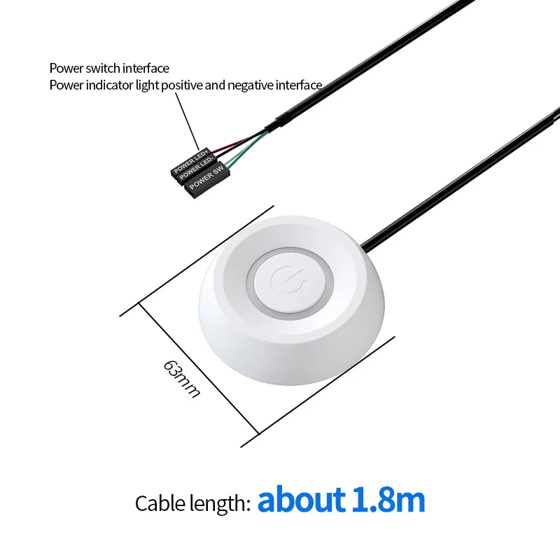thumbnail image 1 of Teucer X3 1.8m Computer Desktop Switch PC Motherboard External Start Power LED Lights Button Extension Cable for Home Office, 1 of 5