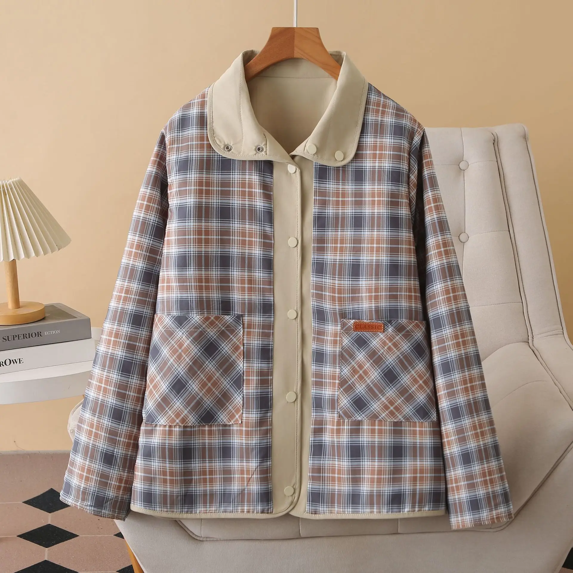 XXXXL Fashion Plus Size Women's Jacket New Autumn Stylish Windbreaker Wear On Both Sides Casual Coats