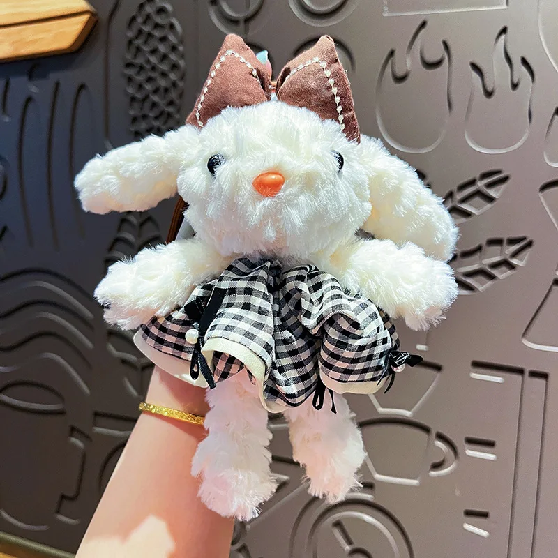 Autumn Pink Plush Bunny Keychain with Princess Skirt and Bow