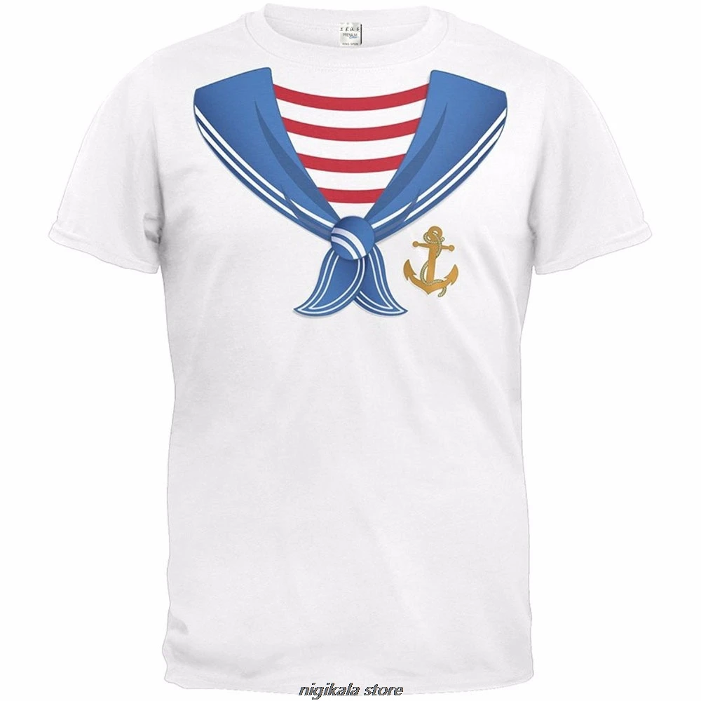 New Spring Summer Autumn Men O Neck Short Sleeves T-Shirt Sailor Costume Low Price Round Tees |