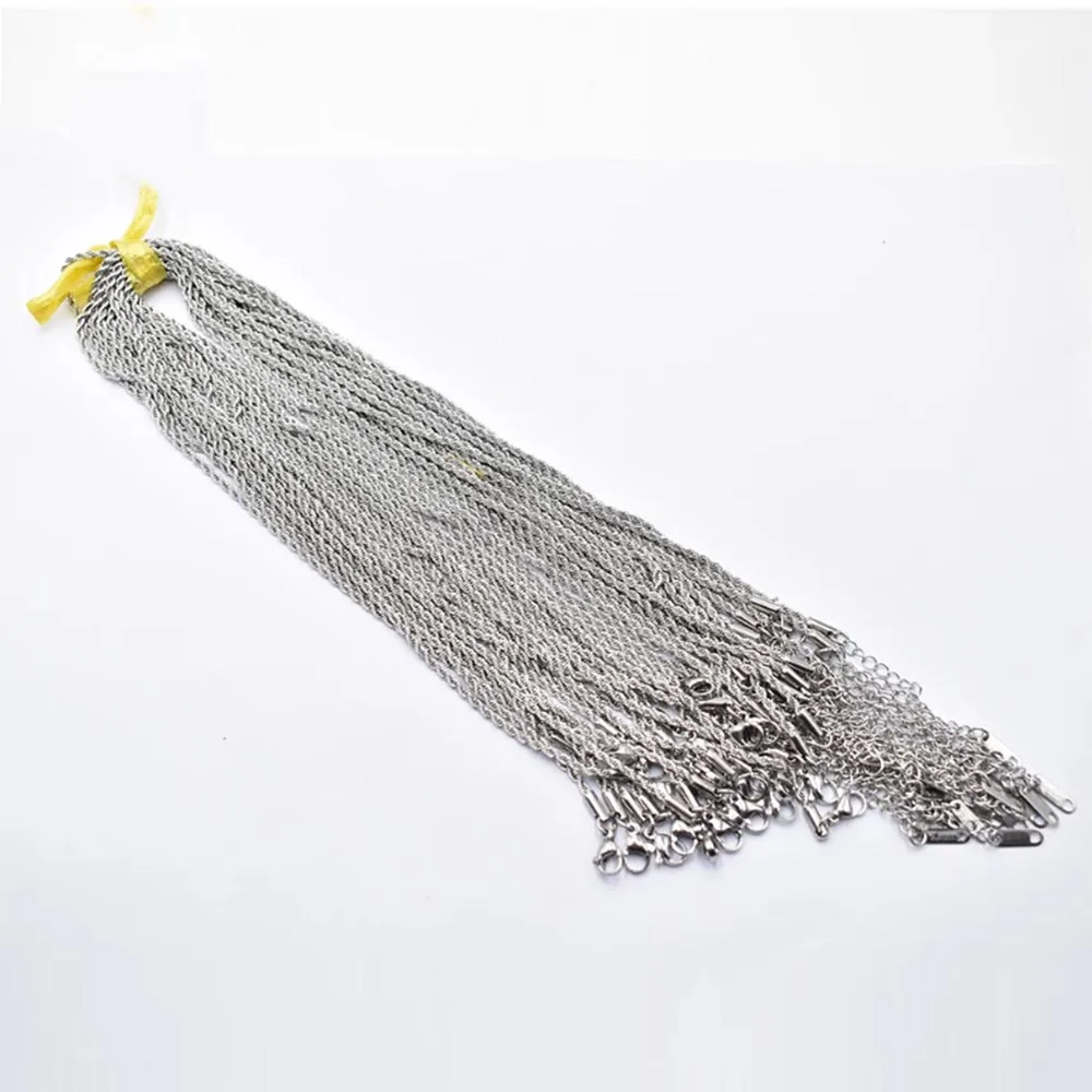 

Wholesale 3mm silver colour Fashion stainless steel Chain Rope 40cm+5cm Chain Lobster Clasp DIY Jewelry Accessories 20 50pcs/lot