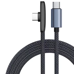 High - Speed 100W Right Angle USB - C Charging Cable - Durable Braided Nylon 90 - Degree Charger Cord - 1.5m (Dual Type C)