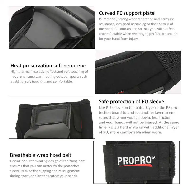 PROPRO Roller Skating Wrist Guard Handguard Double-Sided Support Anti-Fall Outdoor Sports Protective Gear