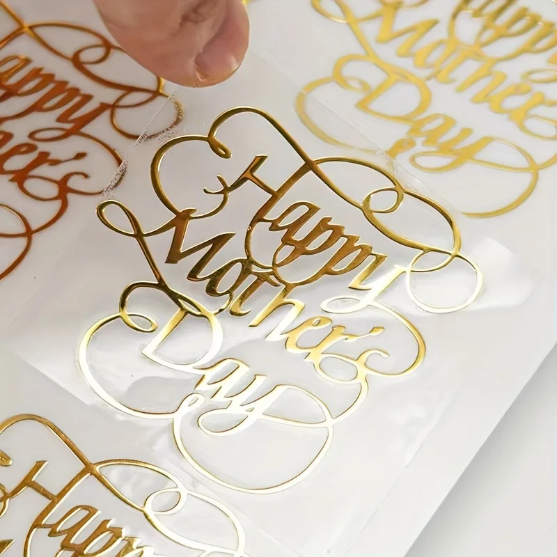 100PCS Transfer 3D Sticker Shiny Gold Silver Transfer Sticker Brand Company Wedding Personalized Stickers