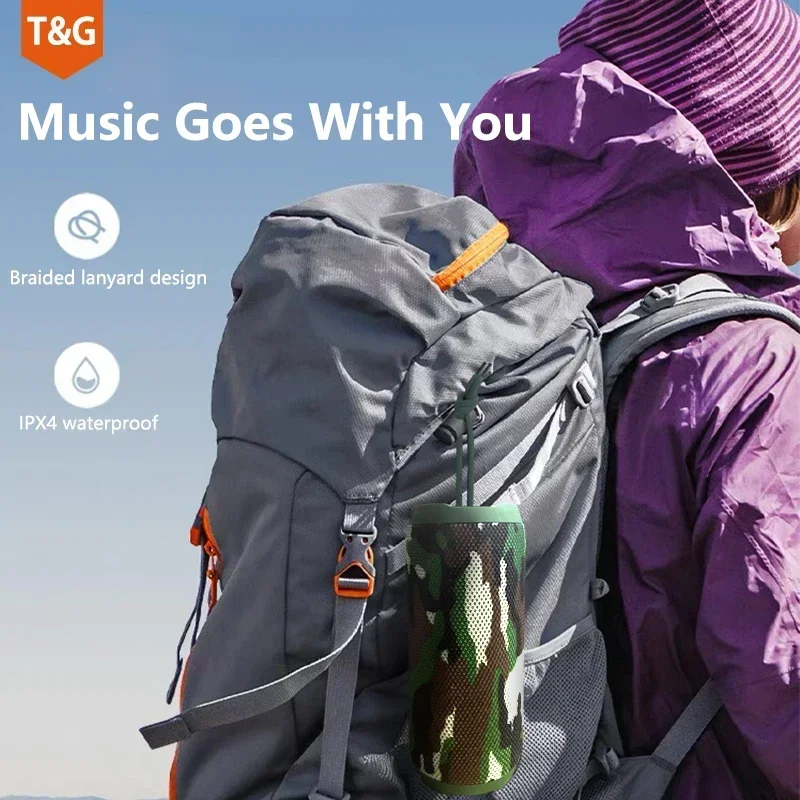 TG227 Waterproof Outdoor Portable Upright Wireless Compatible Speaker Music Player Support USB/ TF/ FM Radio Music Party
