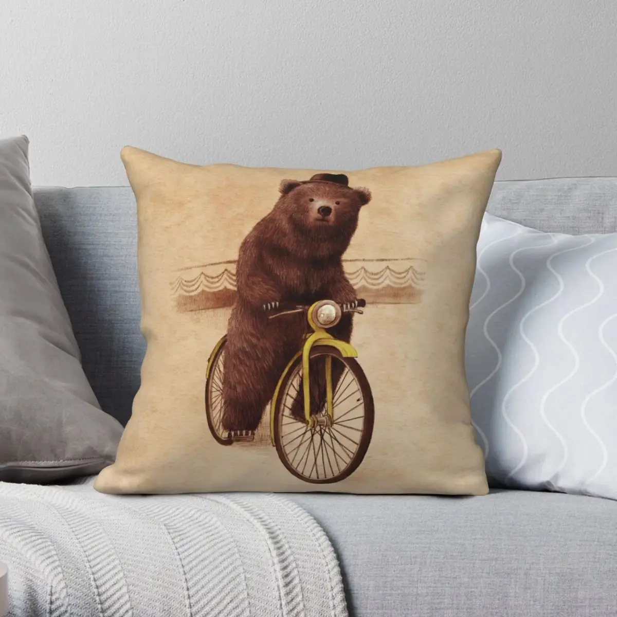 

Квадратная наволочка Barnabus с изображением медведя из полиэстера и льна