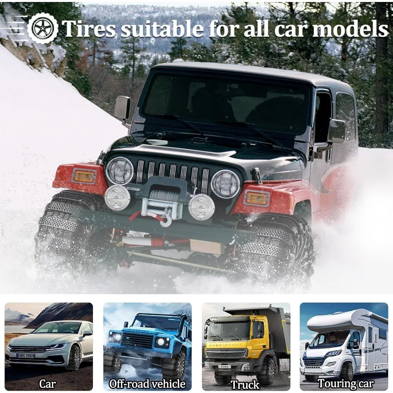 Snow bike chain, 5 universal snow bike chain emergency anti-skid for cars/trucks/SUVs, which can use snow on the road.