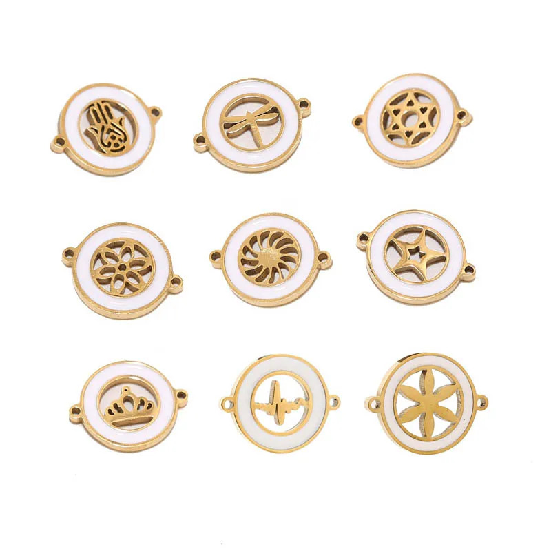 

5 шт. нержавеющая сталь корона звезда кулон соединители золотая эмаль звенья подвески для ювелирных изделий ожерелье аксессуары для изготовления браслетов