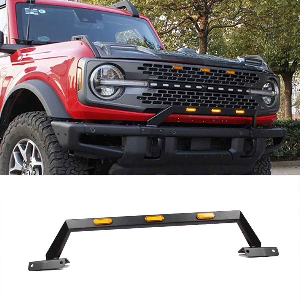 

Rolled Steel Ford Safari Bar Fits For 2021 2022 2023 Bronco With Led Light