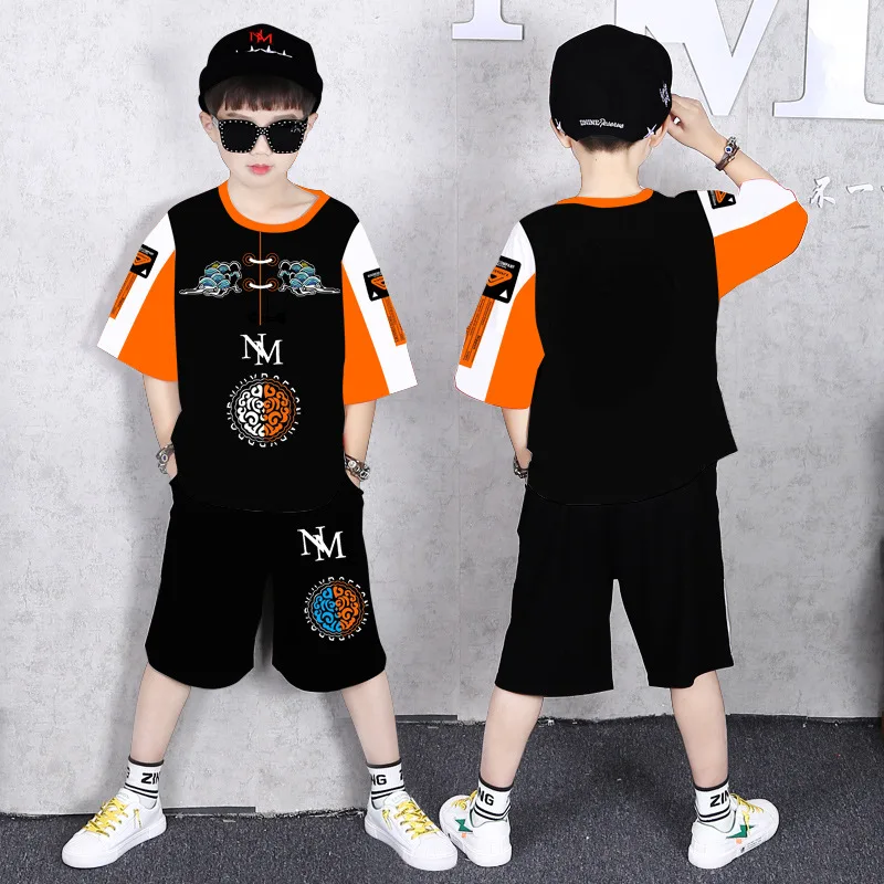 Baby Boys Summer Clothing Sports Sets Cartoon T shirt+Short pants 2pcs Suits Boys Tarcksuit Clothes 4 5 6 7 8 10 11 13 15 Years athletic clothing sets	