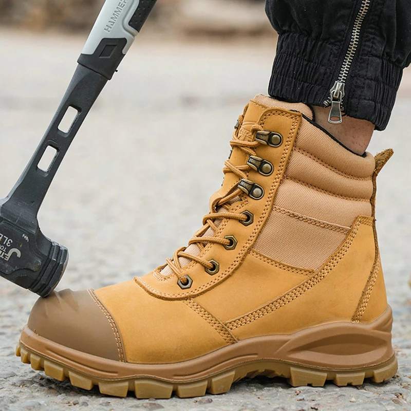 2025 Cowhide Dermis Men Work Boots High-quality Safety Shoes