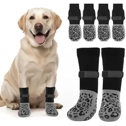 Premium Anti - Slip Dog Socks (4 - Pack) - Enhanced Protection with Double - Sided Grip for Hardwood Floors and Scratch Prevention (CF012 - Black)
