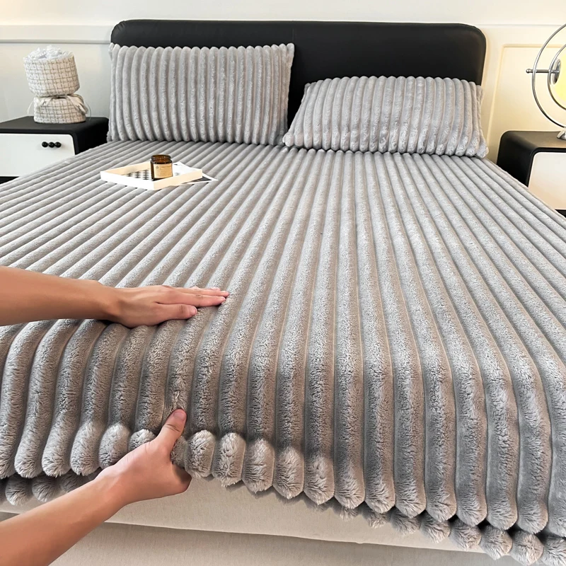 2024 new class A 310g rabbit hair drawn bed hat thickened warm autumn and winter velvet mattress protective cover 4