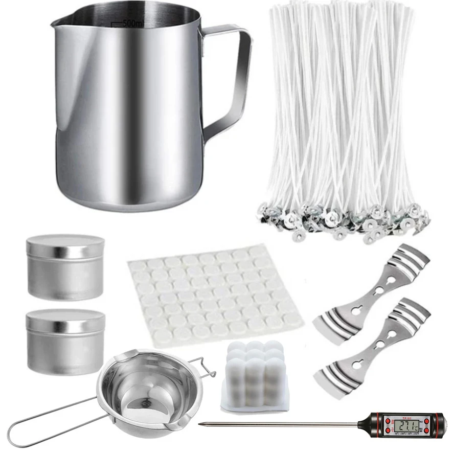 Cheap Candle Kit Candle Cup Jar Wick Holder Mould Wax Melting Pot Beginner DIY Scented Handmade Making Tool Set