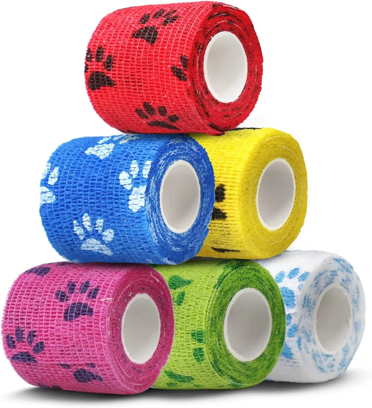 

9 rolls Cartoon Non-Woven Knee Elastic Wraps Self Adhesive Athletic Tape Cohesive Bandage Tattoo Supplies Pet Wrap