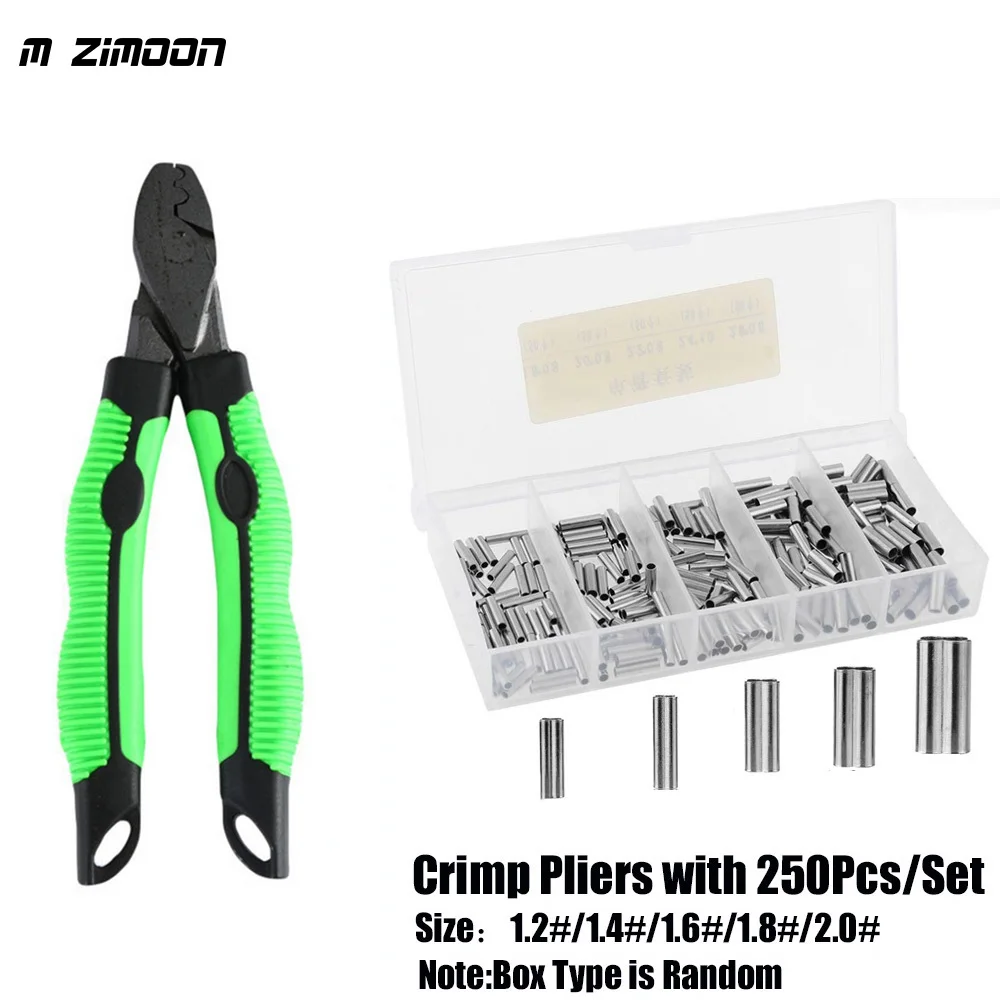 

Fishing Crimping Pliers With 250Pcs/Set Crimp Sleeves Single/Double Copper Barrel Fishing Wire Pipe Crimp Connector Fishing Tool