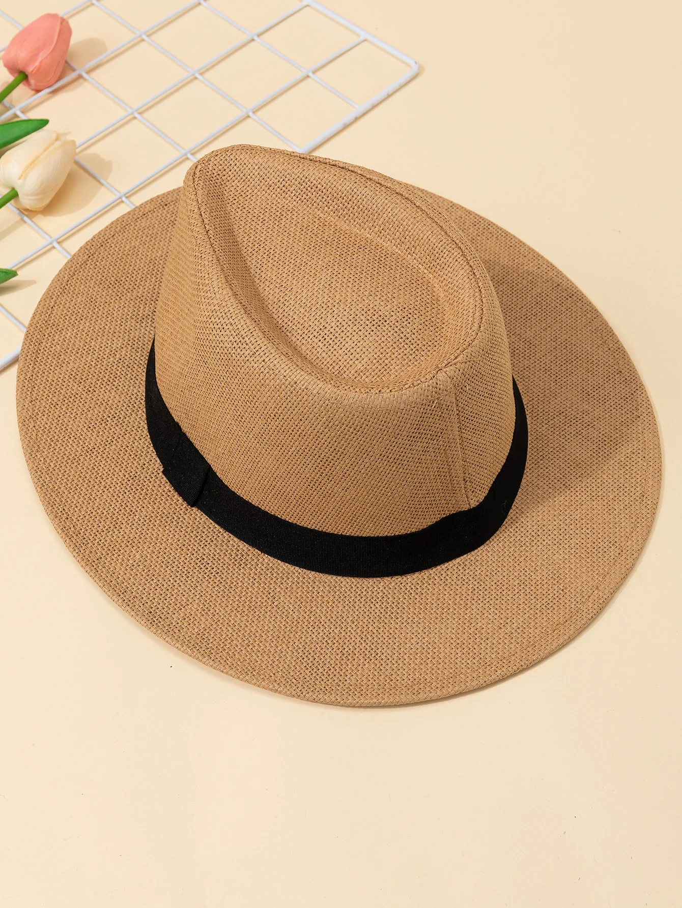 Sombrero de paja de Panamá para hombre y mujer, sombrero de playa de ala ancha, estilo inglés, sombreado para el sol, vacaciones de verano