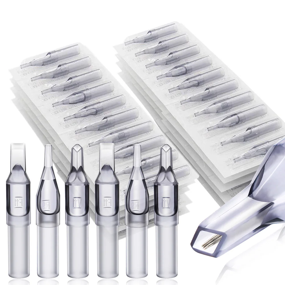 50/100pcs Disposable Grey Tattoo Nozzle Tips RT/DT/FT Sterile Plastic Tattoo Tip for Permanent Makeup Needle Tubes Supply