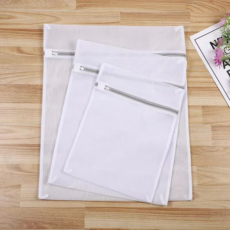 White Durable Large Washing Laundry Bag Mesh Organizer Net Dirty Bra Socks Underwear Shoe Storag Wash Machine Cover Clothes 3