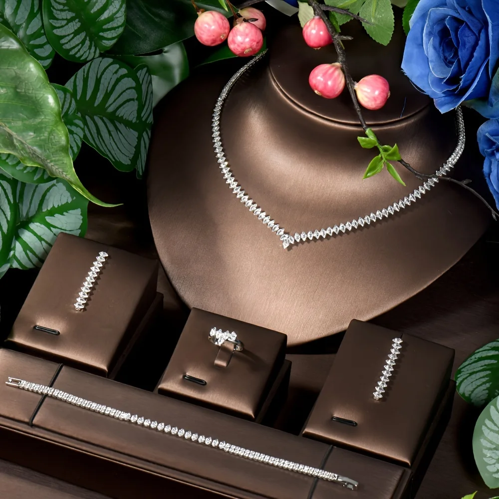 طقم مجوهرات زركون ذهبي S-348