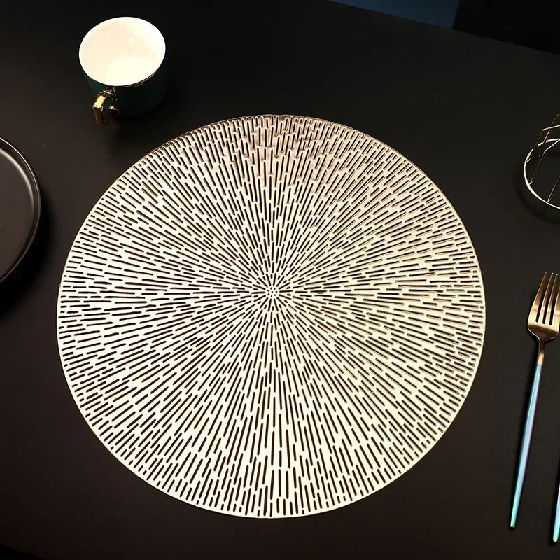 Tovagliette Rotonde Dorate - Set Da 12 Per Tavola Elegante E Resistente Al Calore - Foto 6