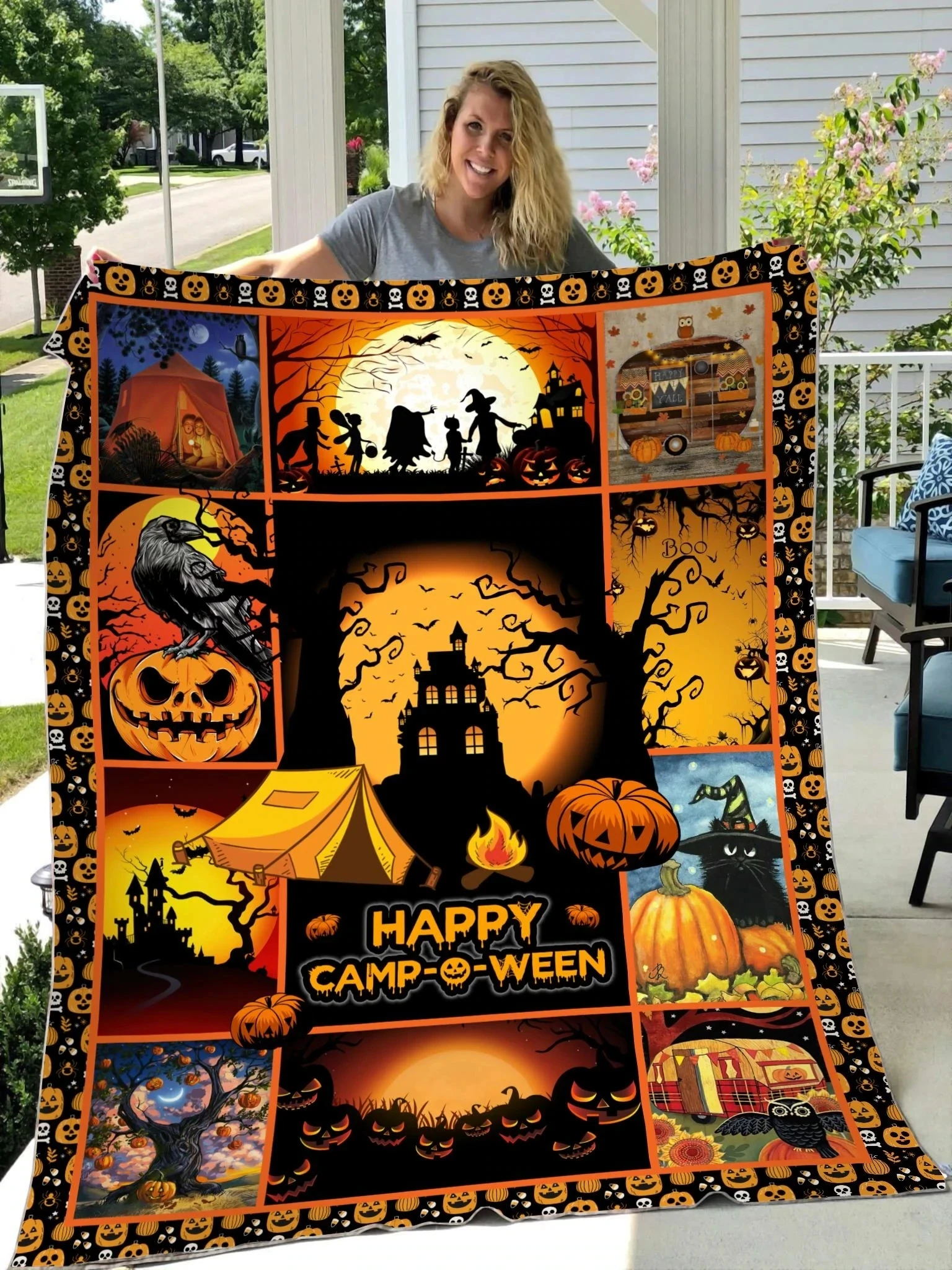 

PLstar Cosmos Beautiful Halloween Camping Flannel Blanket 3D Printed Blanket Kids Adult Soft Bed Cover Sheet Plush Blanket