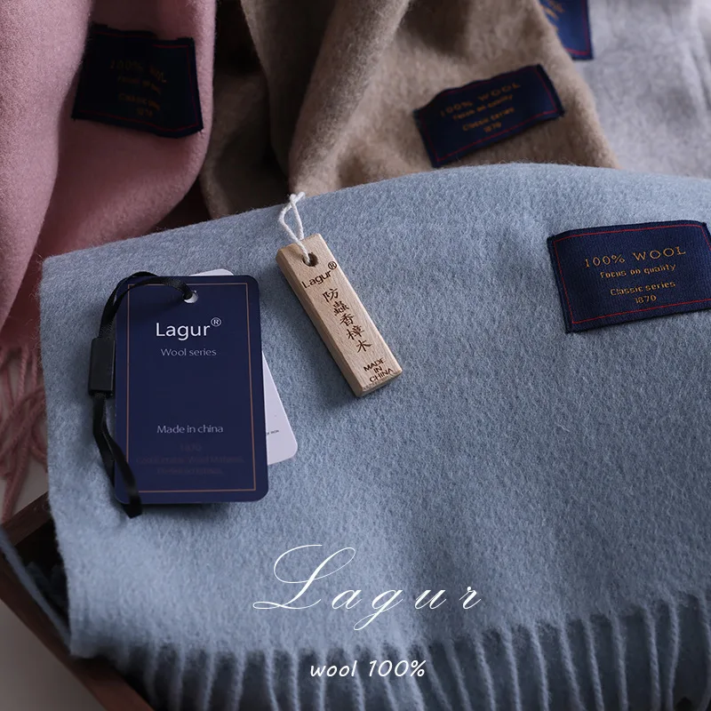 Premium Lamb Wool Version Australian Merino Wool Scarf Solid Color Winter Couple Fashion Trend Warm Autumn and Winter