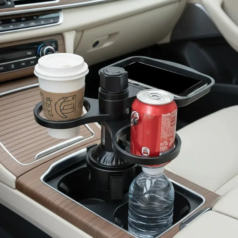 3 in 1 Car Cup Holder Tray Expander Detachable Food Table Tray with Solid Base-Road Trip Essentials Auto Accessories Gadgets