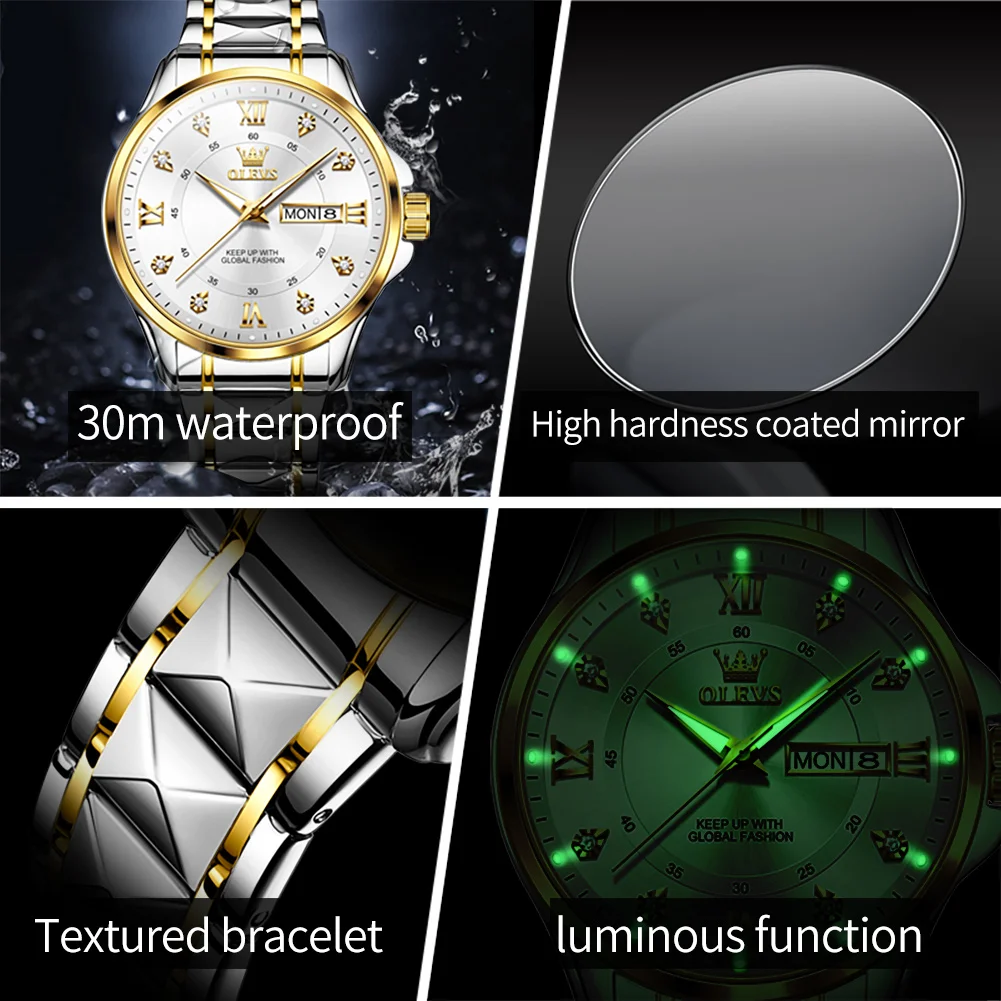 Luxury Luminous Quartz Wristwatch with Date Feature - Elegant Waterproof Design