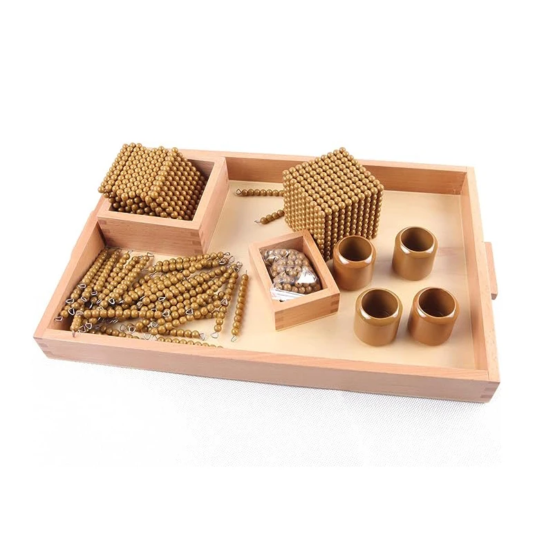 

Montessori Mathematics Golden Bead Material - Montessori Number Learning Educational Gifts for Kids Kindergarten Wooden Toys