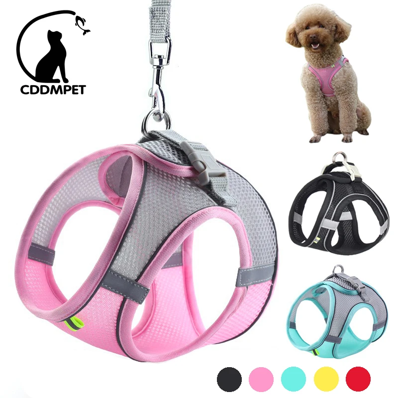 Dog Harness Leash Set for Small Dogs Adjustable Puppy Cat Harness Vest French Bulldog Chihuahua Pug Outdoor Walking Lead Leash cat dog harness with lead leash adjustable vest polyester mesh breathable harnesses reflective sti for small dog cat accessories