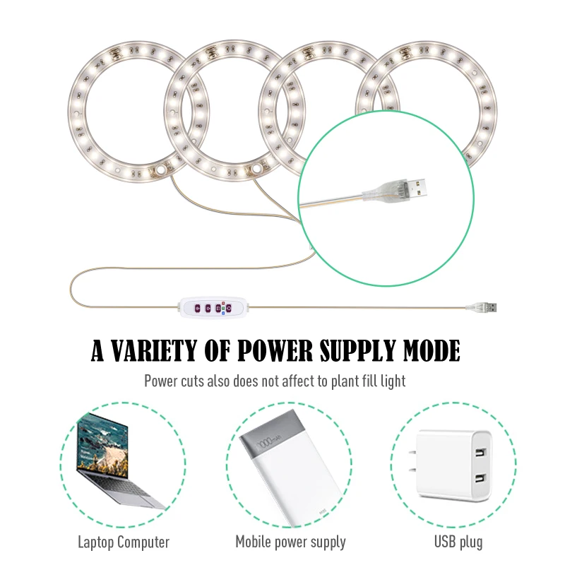 Halo Angel Ring Grow Lights per piccole piante da interno, luce LED per piante a spettro completo, lampade per la crescita delle piante regolabili in altezza_voghion.com