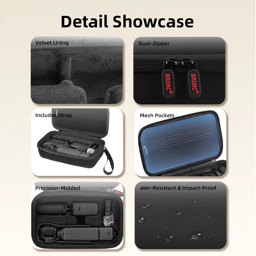 BRDRC Pocket 3 Carrying Case Handheld Gimbal Accessories Bag for DJI Osmo Pocket 3 Outdoors Travel Handbag Portable Storage Bag 6