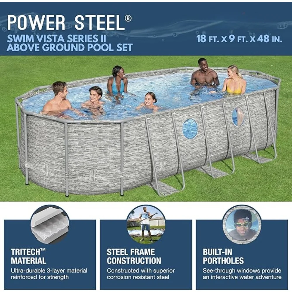 14' X 8' 2" X 39.5" Patio Pool, Above Ground Swimming Pool Set with 530GPH Filter Pump, Ladder and Pool Cover, Outdoor