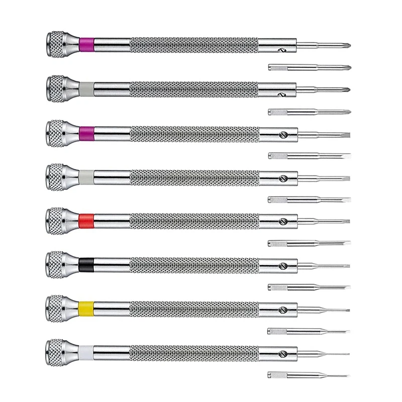 8PCS Watch Screwdriver Set,Micro-Precision Jewelry Screwdriver 0.6-1.6Mm,With 8 Extra Replacement Blade For Watch Repair