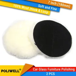 100% Wool Pads 7 Inch 2Pcs Waxing Polishing Buffing Pad Wheel Car Beauty Furniture Paint Care Polisher Pad Hook and Loop