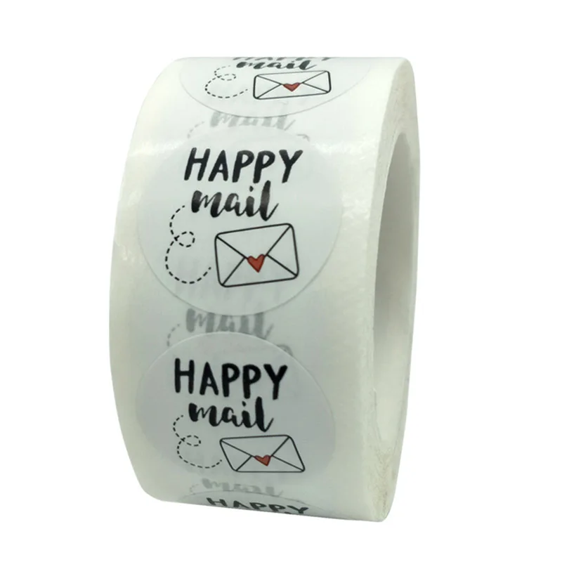 50pcs Happy Mail Kraft Sticker Labels for Scrapbooking and Packaging