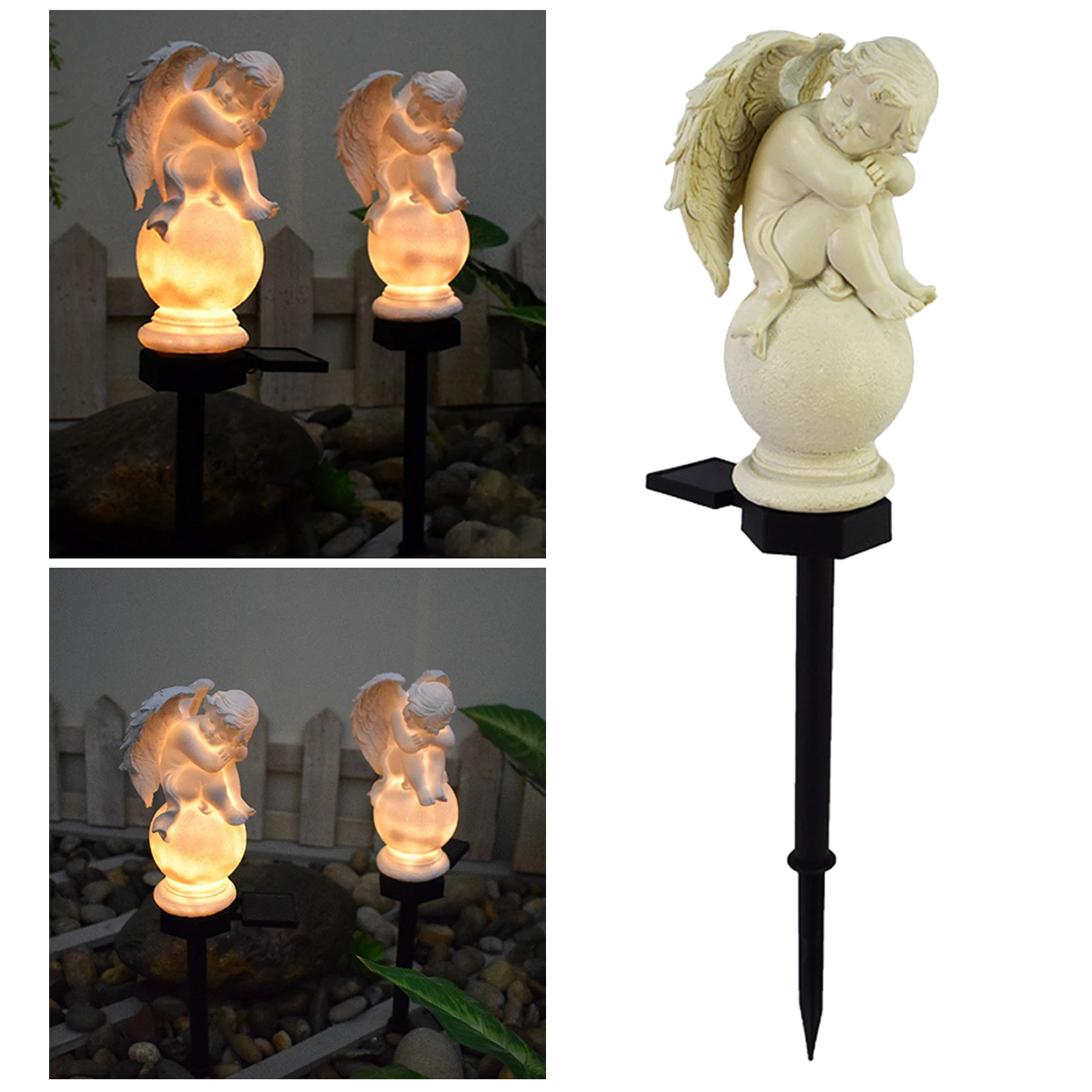 European Solar Outdoor Resin Little Angel Courtyard Plug Lamp Garden Landscape Decoration Waterproof Lawn Lamp