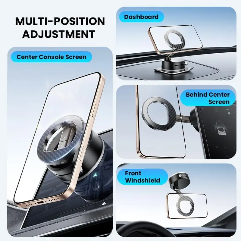Carbon Fibre Car Vacuum Magnetic Phone Holder Stand 360° Adjustable Mount Suction Cup For Magsafe iPhone 17 16 15 14 13 Pro Max